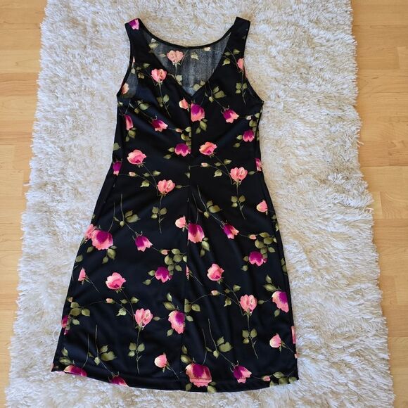 Vintage CITY TRIANGLES Women's Mini Dress 90s Floral Print Size Medium Y2K - Picture 2 of 6